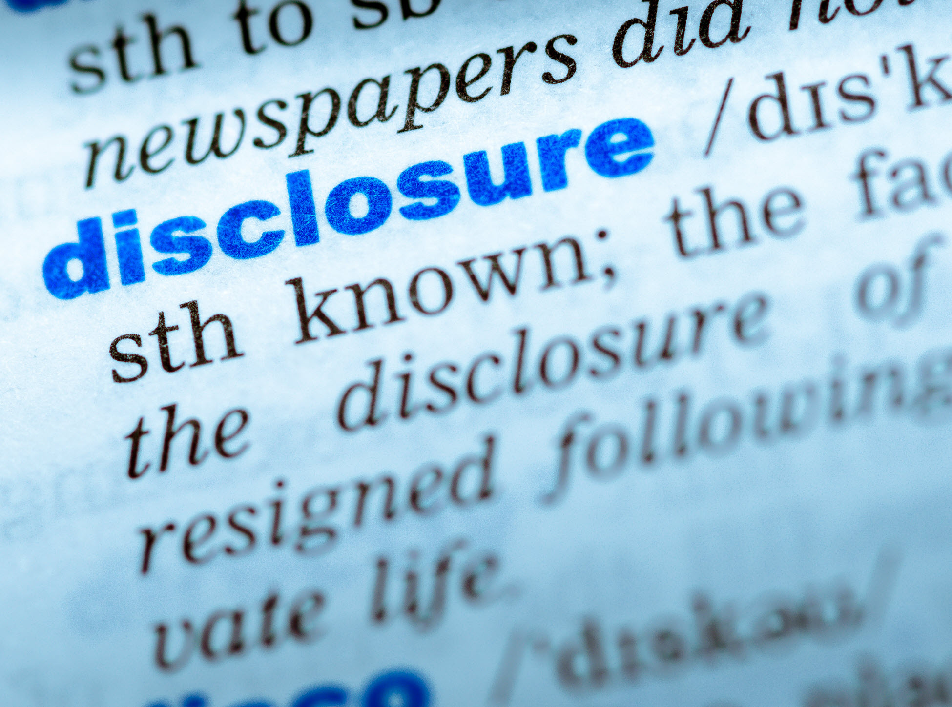 disclosure in dictionary website