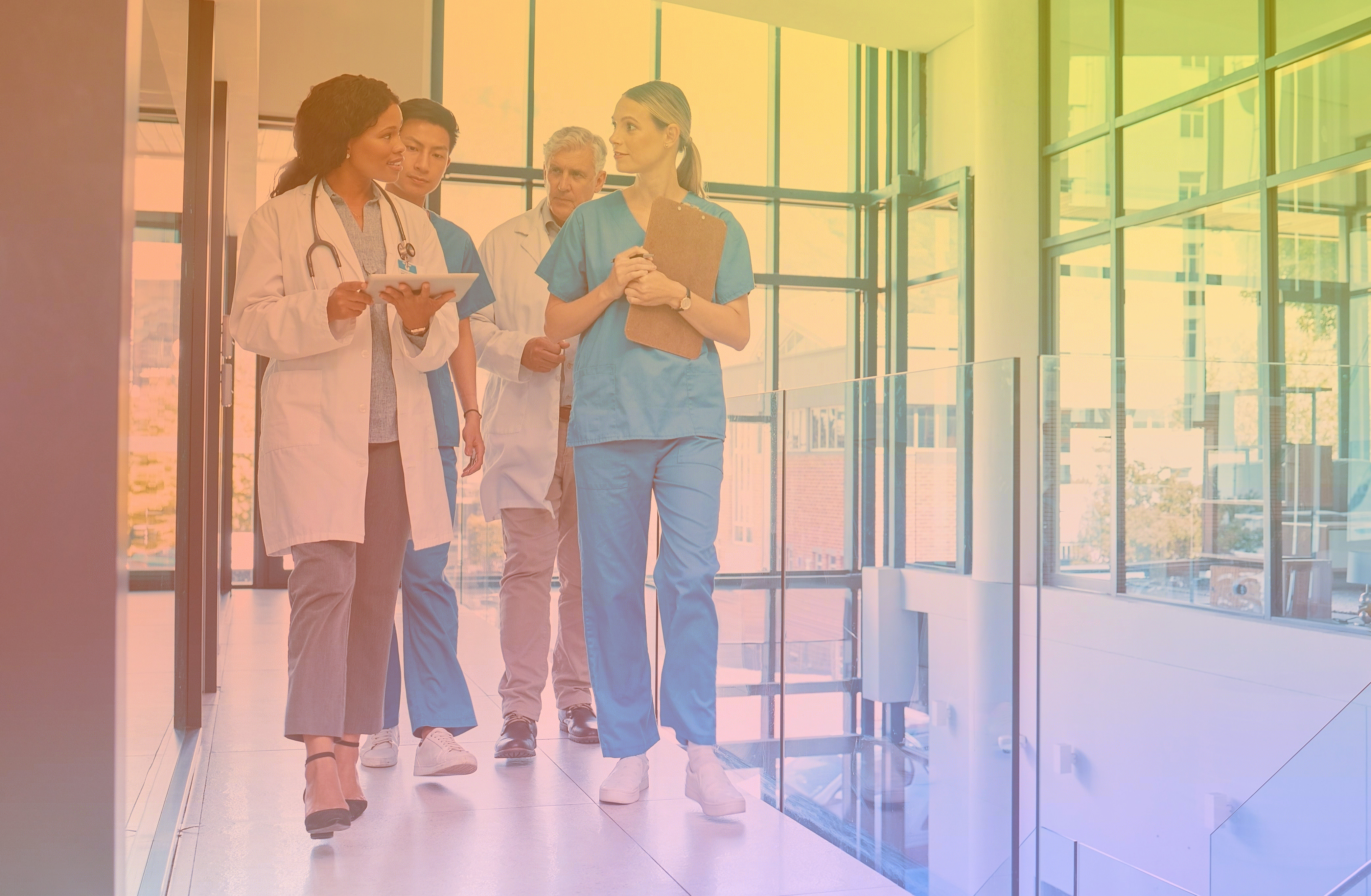 doctors walking in hospital