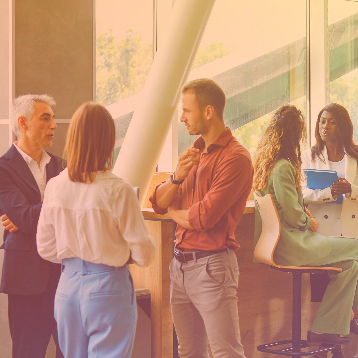 professionals gathered in discussion square