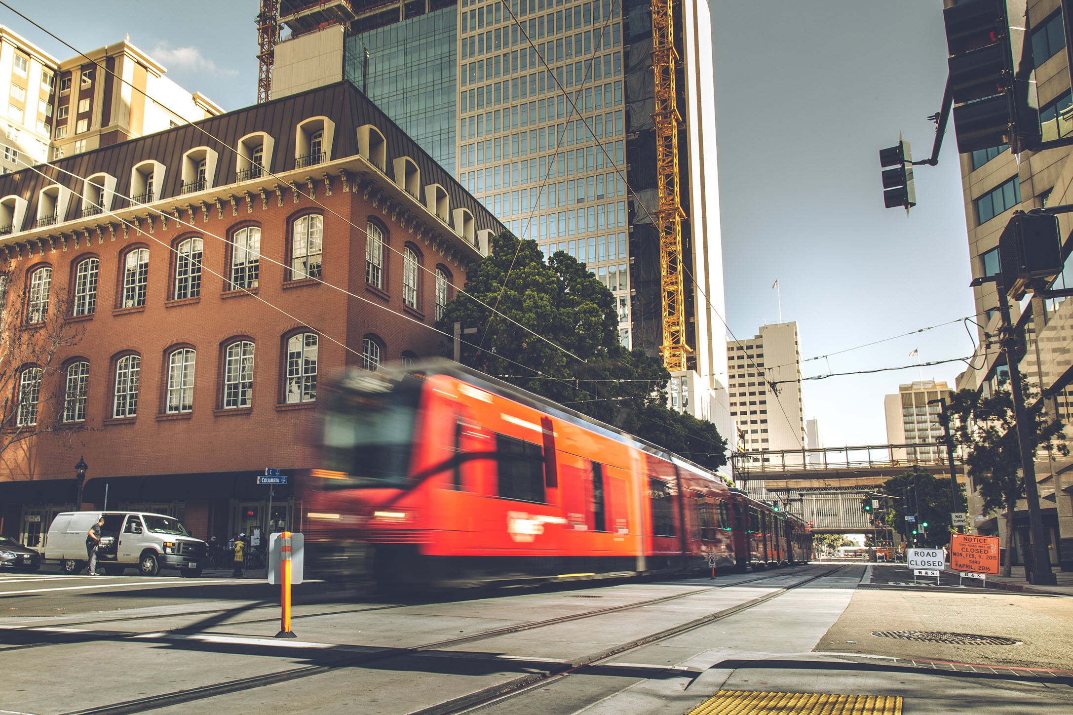 red trolley downtown San Diego