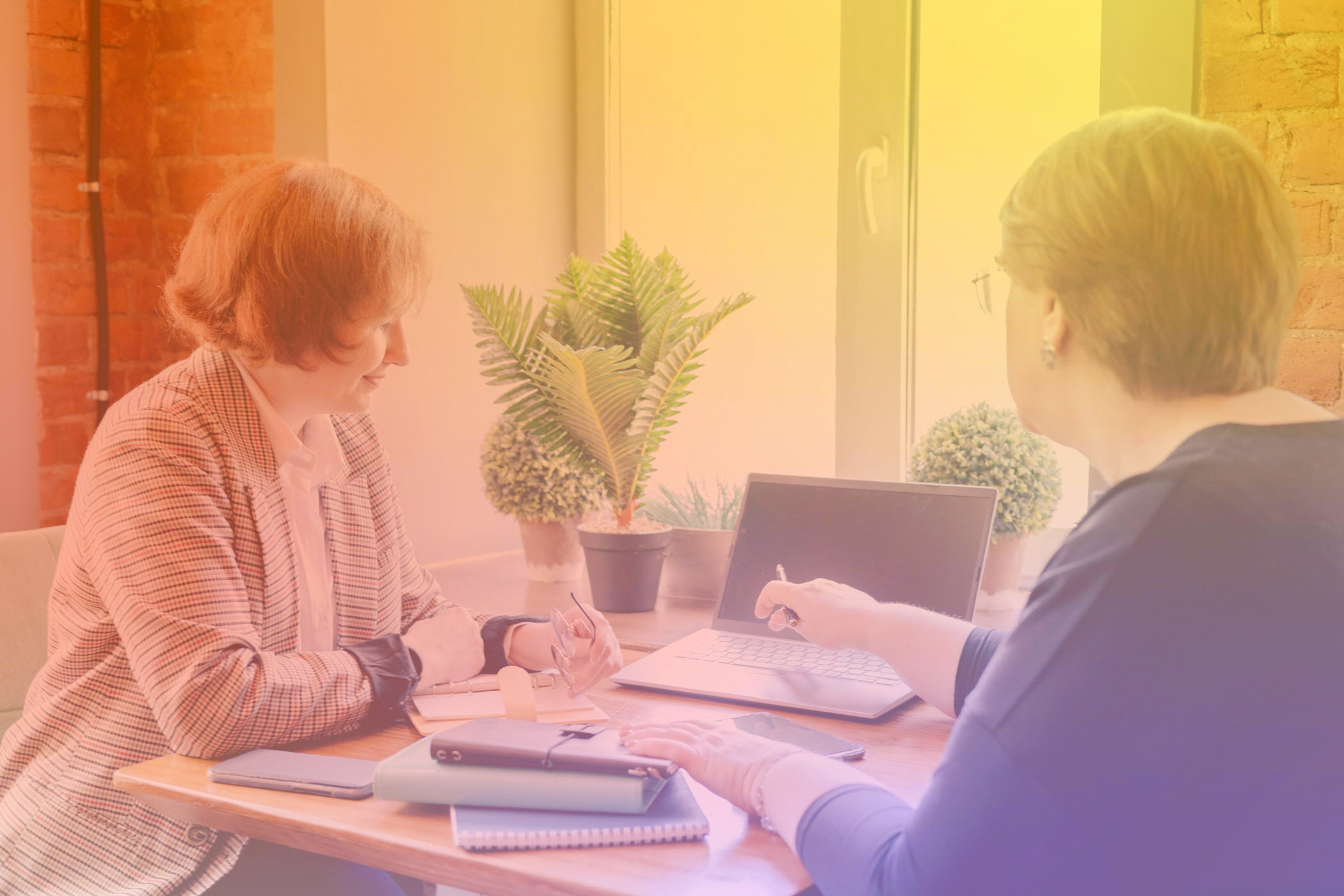 two business women in meeting website